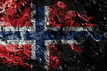 Norway smoky mystical flag on the old dirty wall background