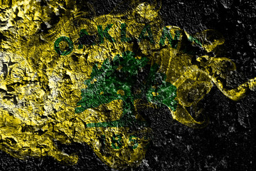 Oakland, California smoky mystical flag on the old dirty wall background
