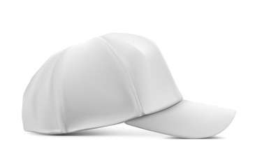 Baseball cap mockup. Side view. Vector illustration isolated on white background. Ready for your design. EPS10.