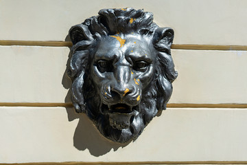 lion head statue on the wall