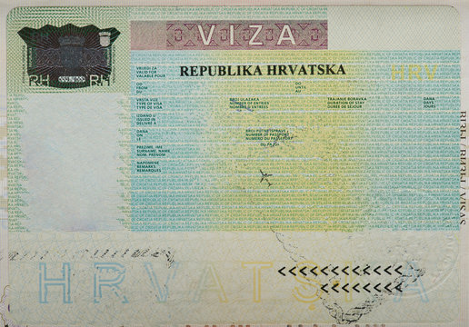 Empty blank croatian visa
