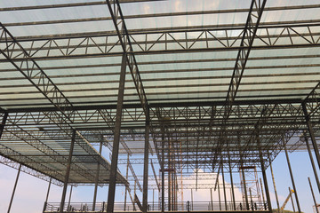Naklejka premium Metal steel frame buildings construction design