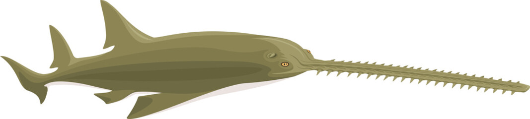 vector green sawfish - obrazy, fototapety, plakaty