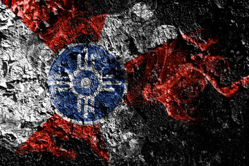 Wichita, Kansas smoky mystical flag on the old dirty wall background
