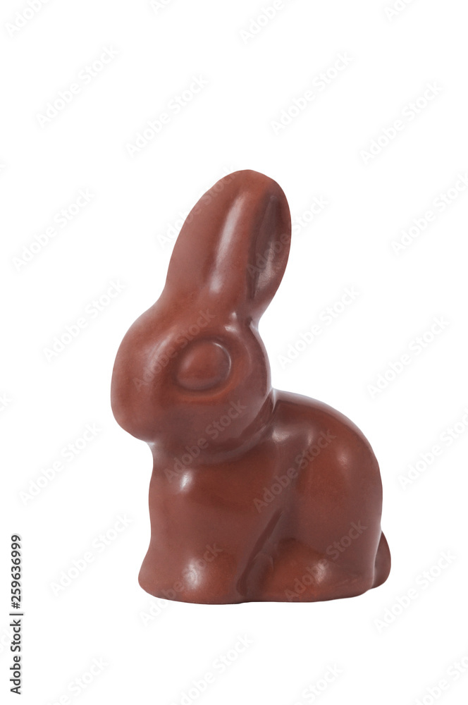 Wall mural Chocolate Easter Bunny made of milk chocolate isolated on white.