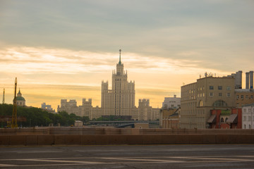 Fototapeta na wymiar Moscow University sunset