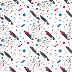 Seamless pattern man with devices for virtual reality. Backgrounds with VR glasses.