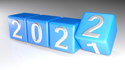 2021 to 2022 changing cubes - 3D rendering
