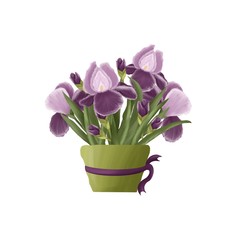 Spring bouquet with flowers and leafs 