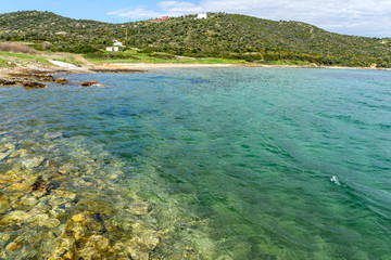 Coastline of Ammouliani island, Athos, Chalkidiki, Central Macedonia, Greece 