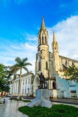 Fototapeta na wymiar Iglesia del Sagrado Corazon de Jesus or Church of the Sacred Heart of Jesus, old cathedral of Camaguey city, Cuba
