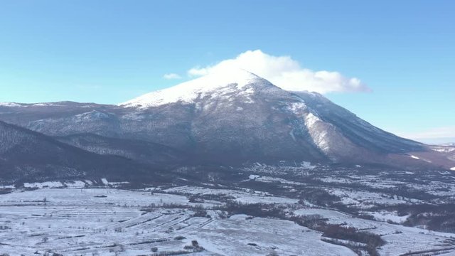 Valley under the Rtanj mountain in Eastern Serbia 4K aerial video