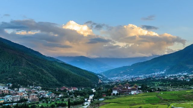 Time Lapse of the city of Thimphu, the capital of Bhutan.