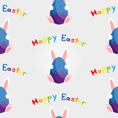Easter bunny with egg. Seamless vector illustration.