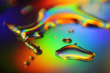 abstract colorful background with holographic liquid splash and droplets