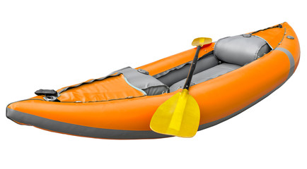 inflatable whitewater kayak with paddle