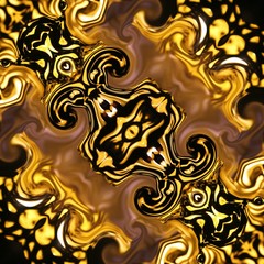 Gold art. Abstract design pattern in rich royal style. Golden color background. Liquid effect graphic artwork. 