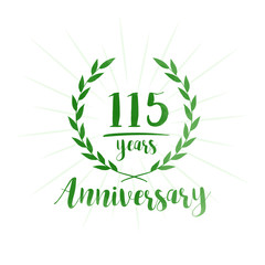 115 years anniversary celebration logo. Anniversary watercolor design template. Vector and illustration.