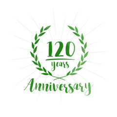 120 years anniversary celebration logo. Anniversary watercolor design template. Vector and illustration.