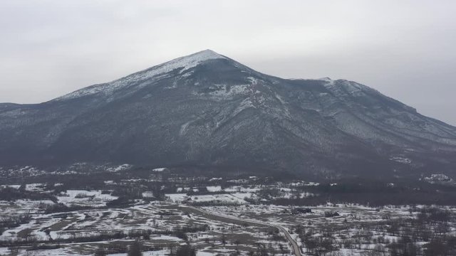 Winter day scenery of Rtanj mountain in Eastern Serbia 4K aerial video