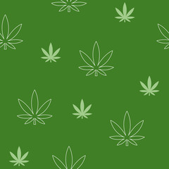 Cannabis dark green background with white elements. Vector illustration.