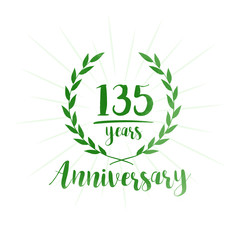 135 years anniversary celebration logo. Anniversary watercolor design template. Vector and illustration.