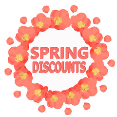 Bright spring discounts background. Background with beautiful colorful flowers.