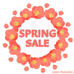Bright spring sale background. Background with beautiful colorful flowers. Vector illustration.