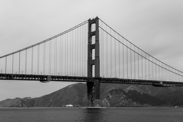 Golden Gate Bridge in San Francisco. Black and White