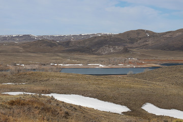 wyoming mountain landscape with lake