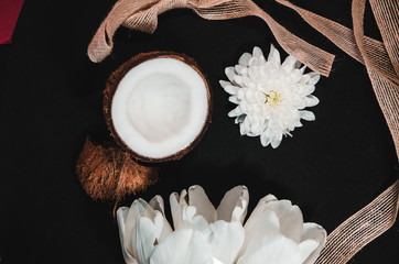 coconut background with decor