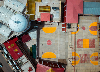 Aerial of basketball courts