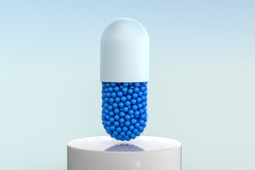 Obraz premium 3d rendering, blue capsule with white background