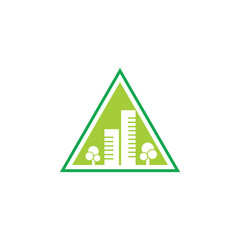 triangle green city symbol logo vector