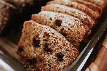 bread slices of pastry and sweet Close up of fresh bread