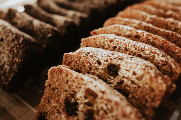 bread slices of pastry and sweet Close up of fresh bread