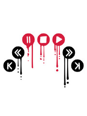 graffiti tropfen kreise musik buttons ringe tasten play pause vorspulen zeichen symbole zurückspulen tanzen party feiern spaß dj walkman abspielen video sound laut design cool