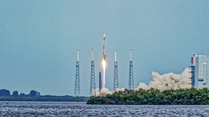 NASA's MAVEN inching above the lightning towers. Launch from SLC-41 as seen from NASA Causeway on 18 Nov 2012