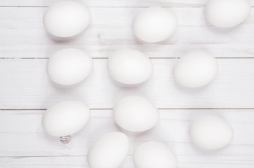 White egg. Raw eggs on white background.