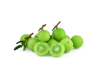 Indian gooseberries on white background