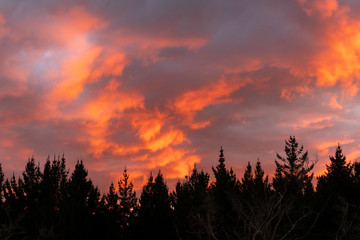 Sunset sky in Tongariro National Park in New Zealand