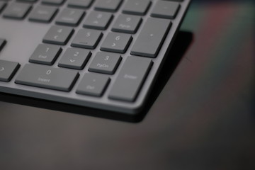 Close up numeric keypad of keyboard on desktop