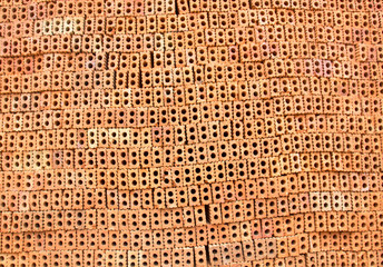 Red block brick wall