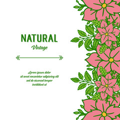 Vector illustration crowd of pink flower frame for design natural vintage
