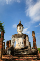 Fototapeta na wymiar Buddha Statue at Sukhothai historical park in Thailand., Tourism, World Heritage Site, Civilization,UNESCO.