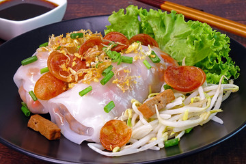 Rice noodle roll (or steamed rice roll) is a Cantonese dish from southern China and Hong Kong, commonly served either as a snack, small meal or as a variety of dim sum. Famous Chinese / Cantonese food
