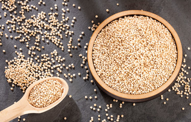 White Quinoa Seeds - Chenopodium quinoa. Top view