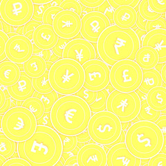 International currencies gold coins seamless patte