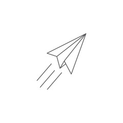 Paper plane line icon. Flat origami airplane isolated on white background. Vector illustration. Message, letter, mail symbol. Start up and launch, invention and development sign