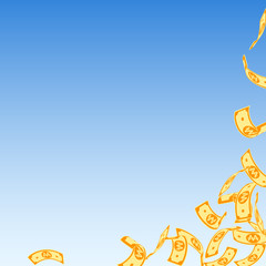 Korean won notes falling. Floating WON bills on bl